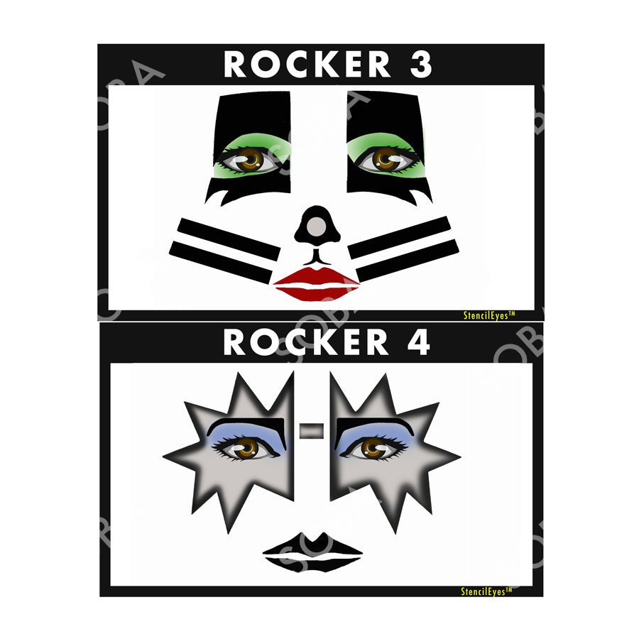 Two Faces Rocker Airbrush Face Paint Stencil-Rockers 3-ShowOffs Body Art – ProAiir ...