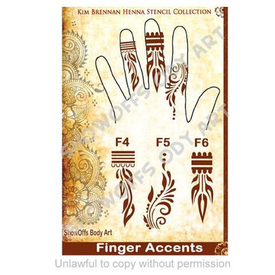 Henna Stencil 9 - Finger Accents 4-6 - SOBA - ShowOffs Body Art