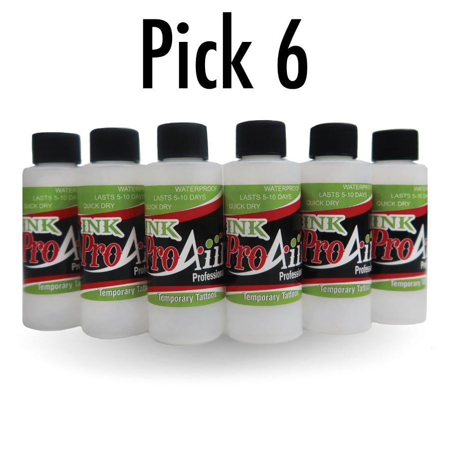6 Ink Colors Sample Airbrush Temporary Tattoo INK-Pick 6-ProAiir Makeup – ProAiir ...